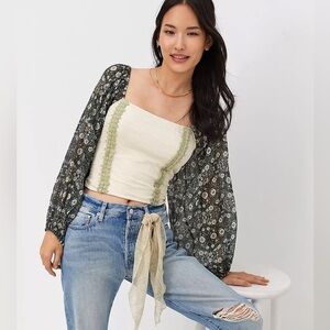 Forever That Girl Smocked Balloon-Sleeve Top size medium